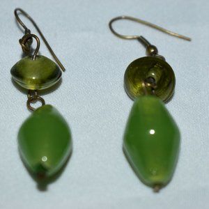 Green Jade Drop Earrings For Pierced Ears